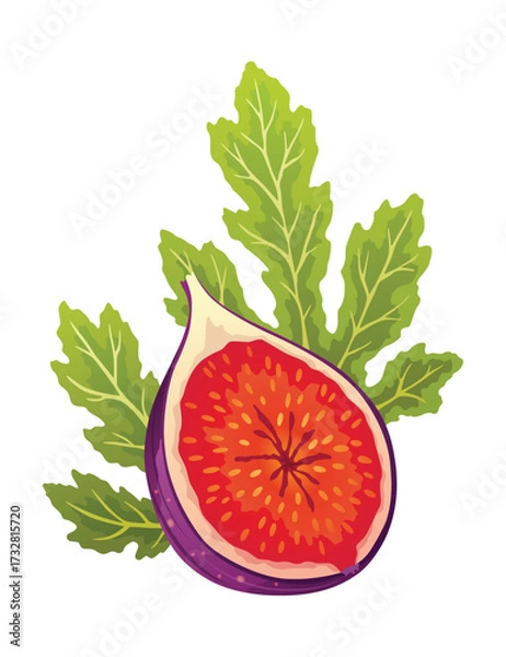 Fototapeta Fig Fruit Cut with Thin Skin and Many Small Seeds Inside Vector