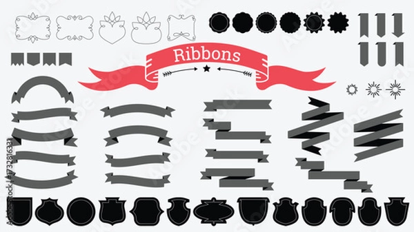 Fototapeta Colorful Ribbons Set for various Creative Design and Artistic Projects