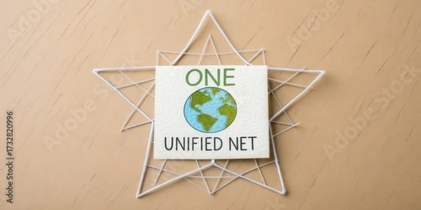 Fototapeta Paper Earth Illustration Inside Star Shaped Web Depicting Connectivity