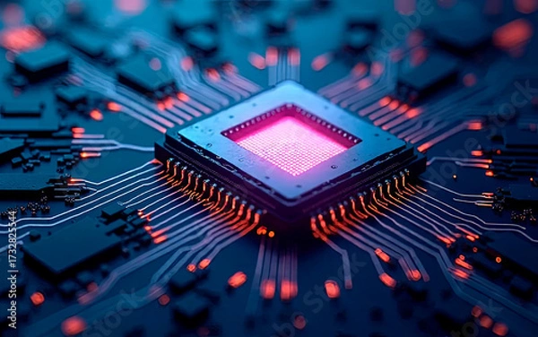 Fototapeta the processor on the computer's motherboard.created with the help of artificial intelligence.
