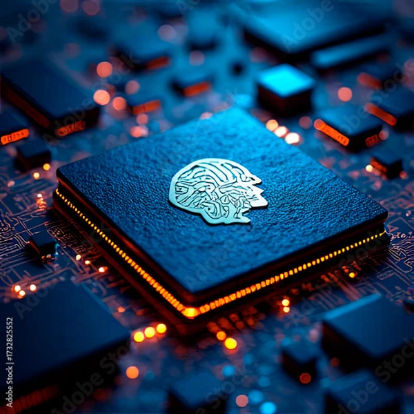 Fototapeta the processor on the computer's motherboard.created with the help of artificial intelligence.