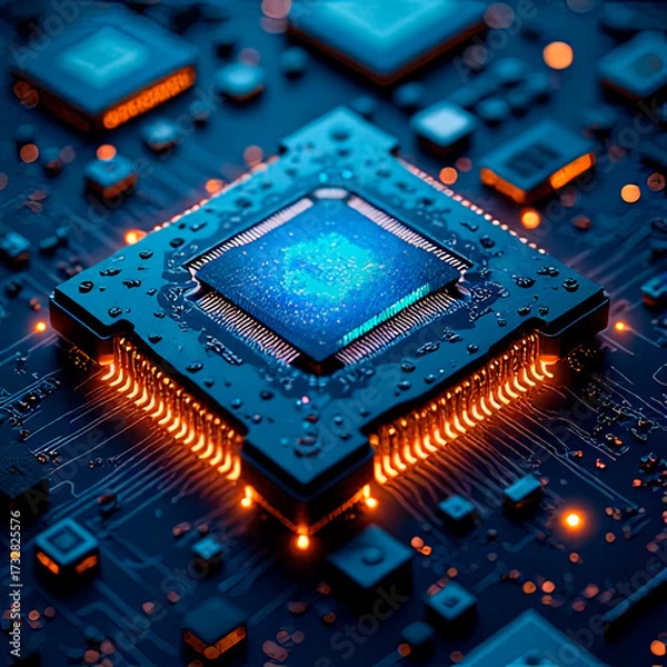 Fototapeta the processor on the computer's motherboard.created with the help of artificial intelligence.