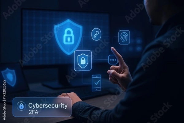 Fototapeta Cybersecurity measures in action exploring two-factor authentication digital security technology environment user perspective