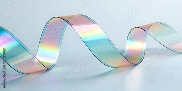 Obraz Abstract Iridescent Glass Ribbon on Pastel Background