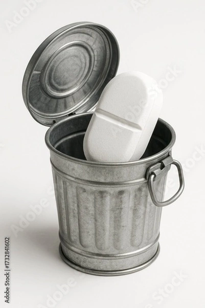 Fototapeta Pill in Trash Bin Symbolizing Ban