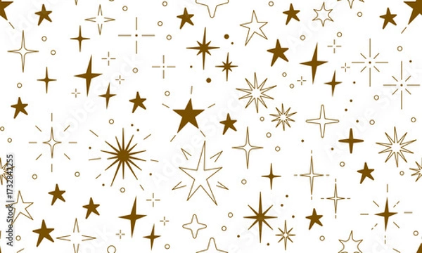 Fototapeta Golden star seamless pattern for Christmas and New Year background. Seamless pattern. Stars texture. Merry Christmas and Happy New Year design. Winter holiday. Happy holiday. Decor for the New year