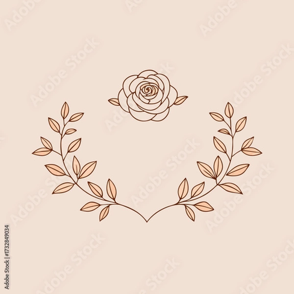 Fototapeta Rose gold floral invitation border with a minimal design vector illustration