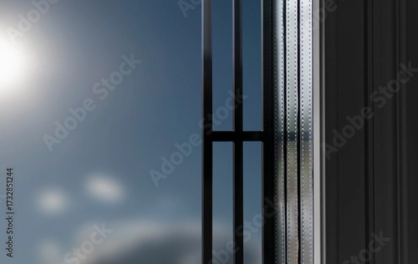 Fototapeta A fragment of an entrance door with a built-in double-glazed window