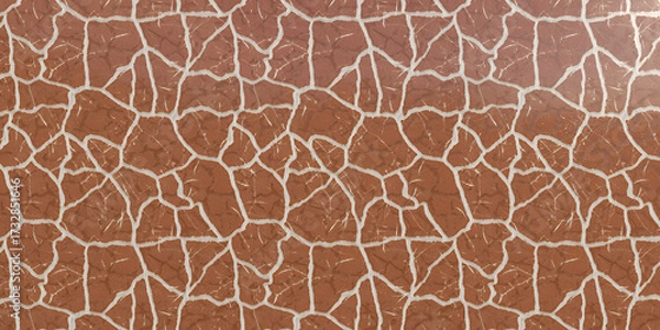 Fototapeta Brown mosaic tile background with irregular white grout lines, creating a textured and patterned surface suitable for various design applications
