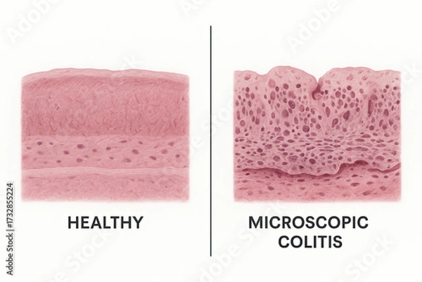 Fototapeta Microscopic View of Healthy Tissue Versus Microscopic Colitis