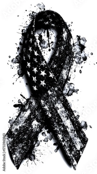 Fototapeta ribbon design featuring American flag pattern with splashes of and in artistic composition
