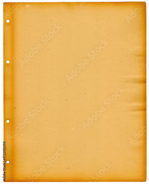 Fototapeta Altes Papier als Hintergrund mit stark vergiltem Heftrand und 4-fach Lochung - blanko für scrapbooking - Non Ki - echtes Material