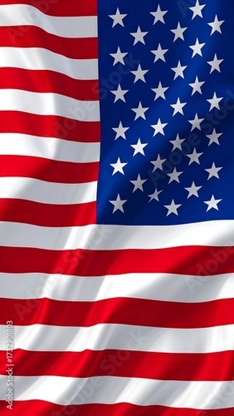 Obraz American flag, digitally rendered, with flowing fabric texture