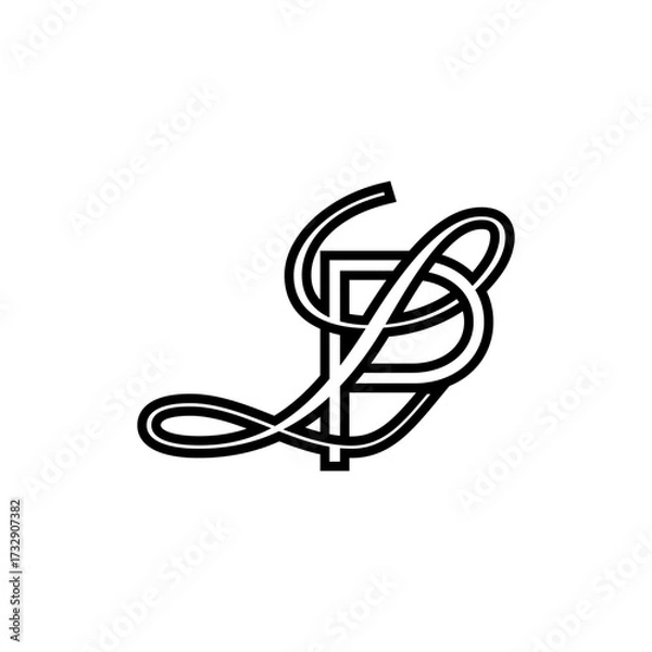 Obraz initial letter p with L script logo