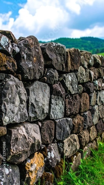 Obraz Stone wall stretching into a hazy sky