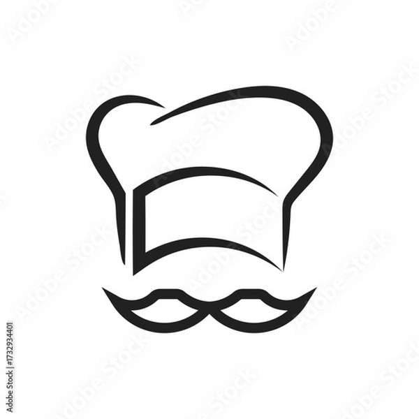 Obraz chef hat with mustache vector icon