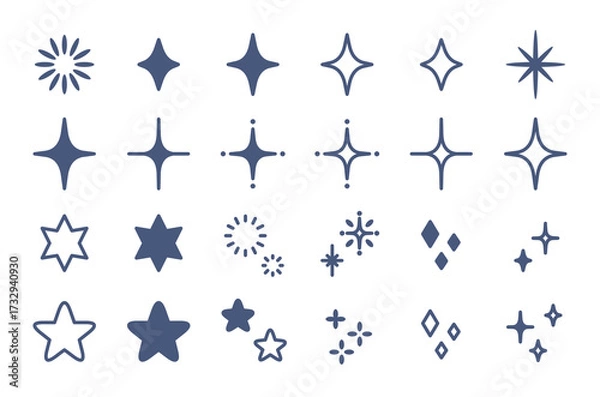 Obraz キラキラな装飾アイコンセット（ネイビー）