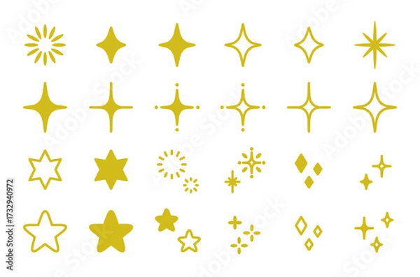 Obraz キラキラな装飾アイコンセット（イエロー）