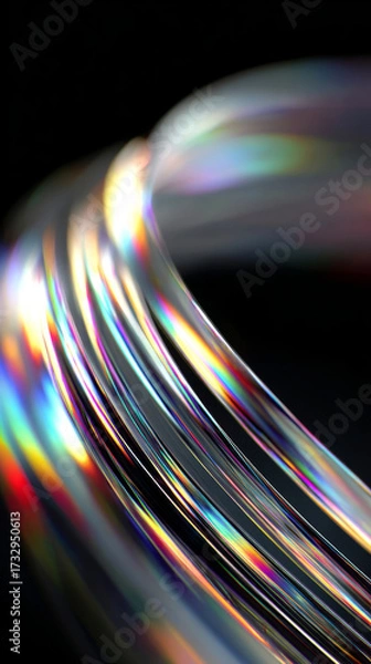 Fototapeta Mesmerizing vertical holographic ribbons in motion for modern design projects