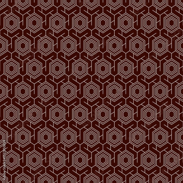 Fototapeta Honeycomb seamless pattern. Hexagon mosaic tiles ornament. Ethnic surface print. Repeated geometric figures background. Ornamental wallpaper. Modern geo design digital paper. Vector abstract art