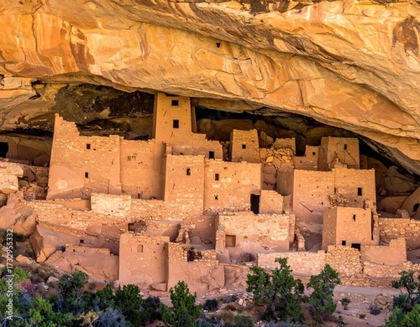 Obraz Ancient cliff dwellings under a sandstone overhang