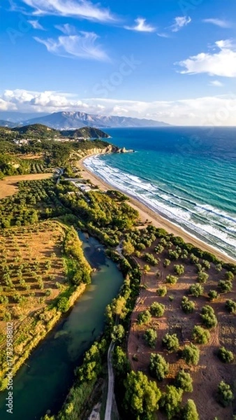 Obraz High-angle view of a coastal landscape
