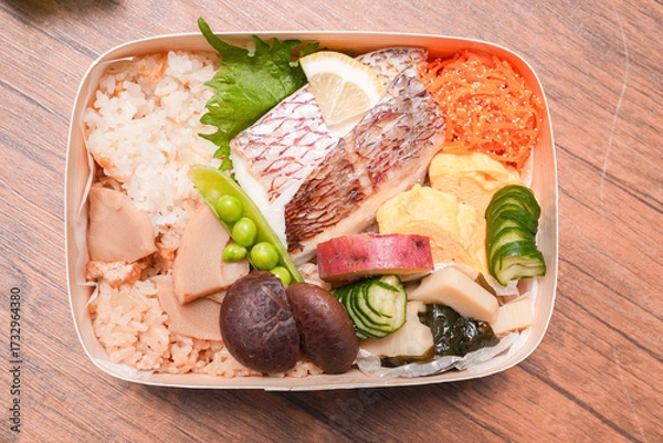 Obraz 彩り豊かな日本の和食ランチボックス