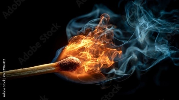 Obraz Burning matchstick close up