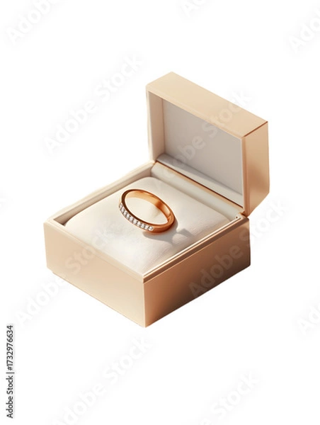 Obraz Elegant diamond ring nestled in luxurious rose gold jewelry box, a symbol of love, commitment, and cherished moments.