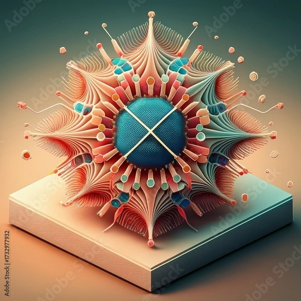 Fototapeta Intricate 3D Rendering of a Complex Structure with Geometric Shapes and Details