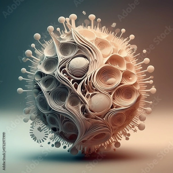 Fototapeta Abstract 3D rendering of a cell structure with intricate details and soft gradients