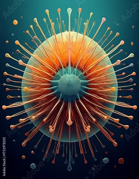 Fototapeta Illustration of a Novel Virus Strain Under Microscope, Representing Global Health Crisis