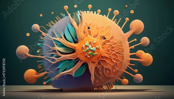 Fototapeta Abstract Microbe Art A 3D Rendered Exploration of Cellular Structure
