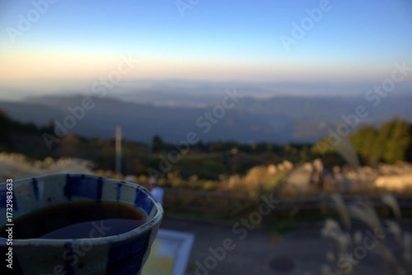 Obraz 生石高原の絶景とコーヒーブレイク