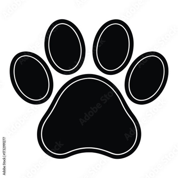 Obraz paw print black outline pet track vector on white .eps