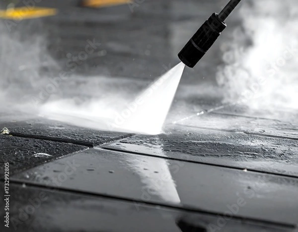 Obraz High-pressure cleaning of paving stones