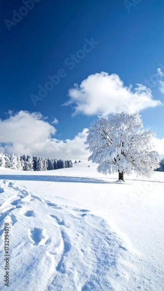 Obraz Snowy landscape with a tree