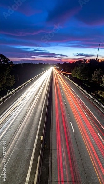Obraz Highway at dusk, light trails