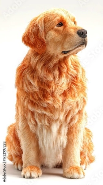 Fototapeta retriever poses gracefully against a neutral background showcasing its beautiful fur and gentle expression