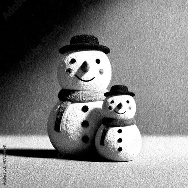Fototapeta Charming snowmen in winter attire creating a joyful atmosphere for holiday celebrations indoors