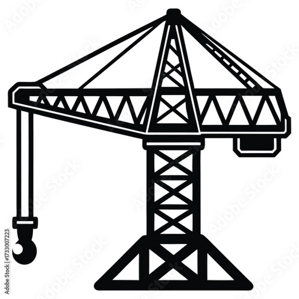 Fototapeta construction crane vector silhouette on white back.eps