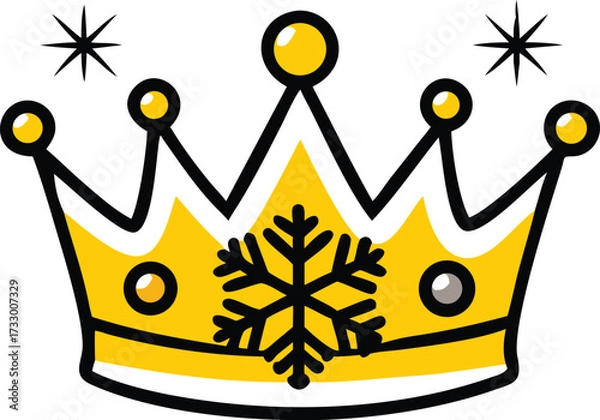 Fototapeta crown with snowflake gems winter theme on white ba.eps