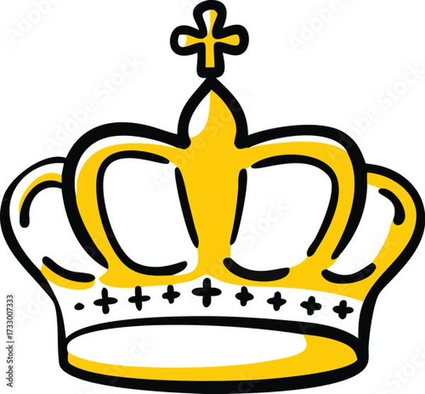 Obraz crown with royal cross top design clipart on white.eps