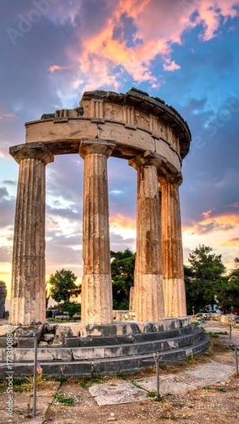 Obraz Ancient ruins at sunset.  Dramatic sky