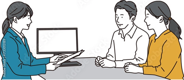 Obraz 説明を受ける夫婦のイラスト素材