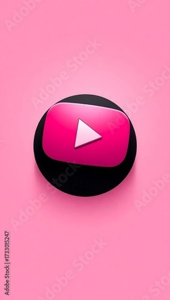 Fototapeta Generative AI YouTube logo on a pink background.