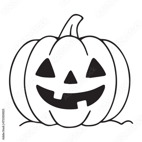 Fototapeta Smiling Halloween pumpkin illustration with carved face, showcasing playful expression and distinct features, perfect for seasonal decorations and festive themes