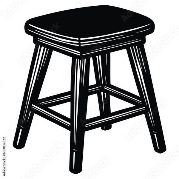Obraz wooden stool vector illustration on white backgrou.eps