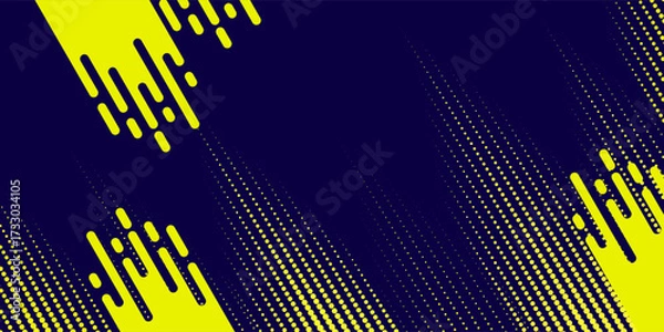 Fototapeta Yellow halftone on blue background. Vector dotted sparkles or halftone shine pattern texture Pop Art Style Background. dot