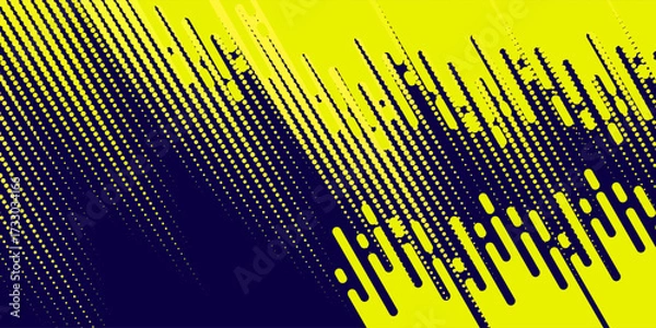 Fototapeta Yellow halftone on blue background. Vector dotted sparkles or halftone shine pattern texture Pop Art Style Background. dot